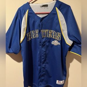 Milwaukee Brewers True Fan Button Down Stitched Jersey Size XL